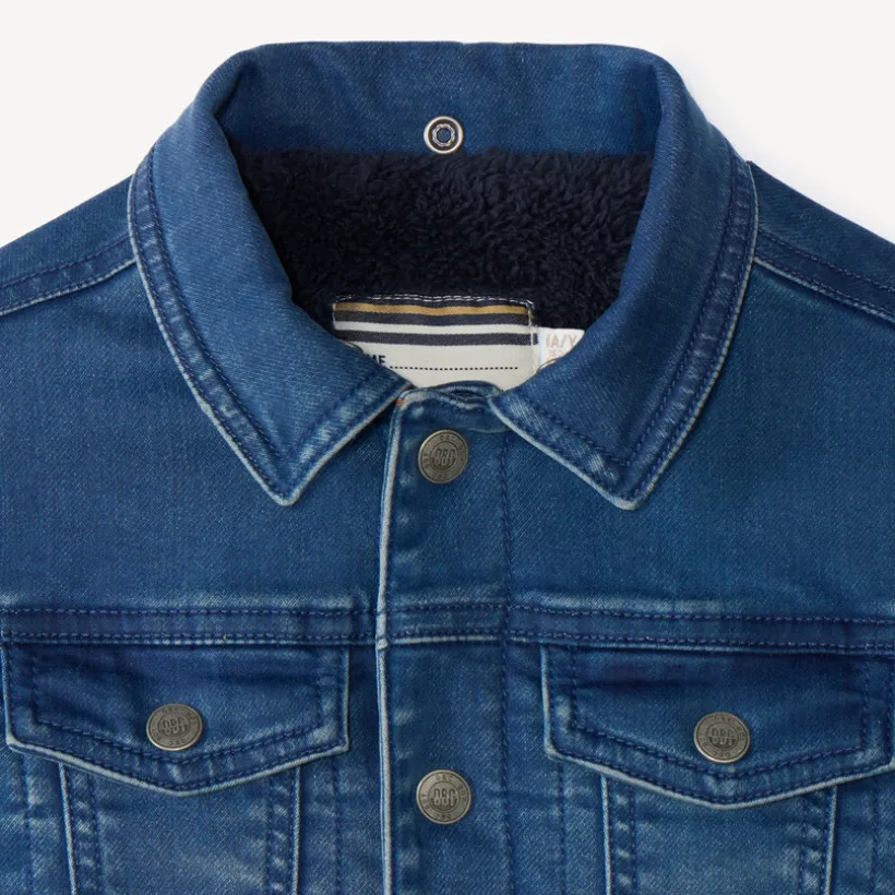 Veste jean doublée en sherpa avec capuche amovible pour garçon