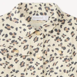 Veste jean fille imprimé léopard