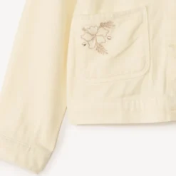 Veste manches longues en denim uni brodée pour fille