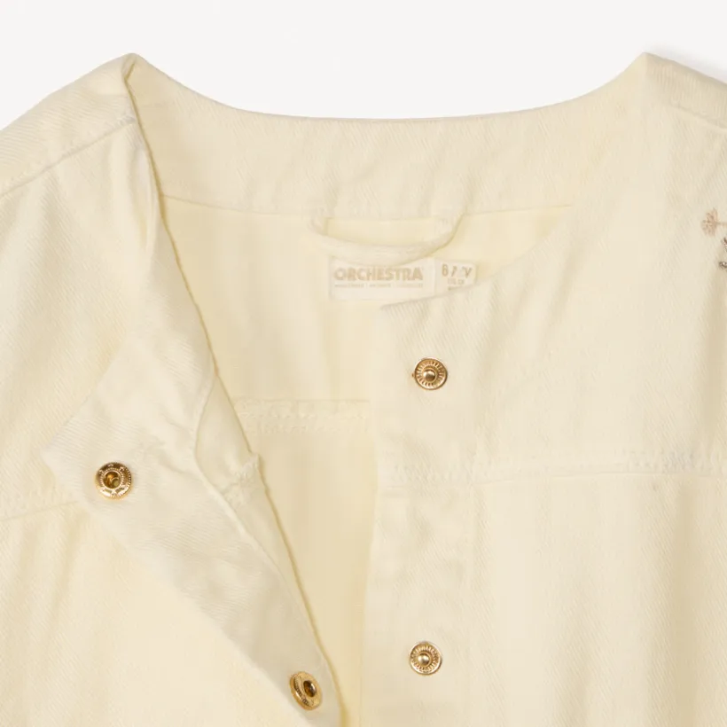 Veste manches longues en denim uni brodée pour fille
