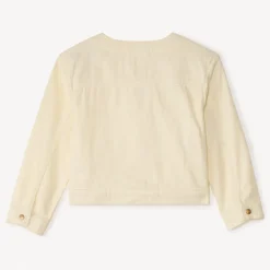 Veste manches longues en denim uni brodée pour fille