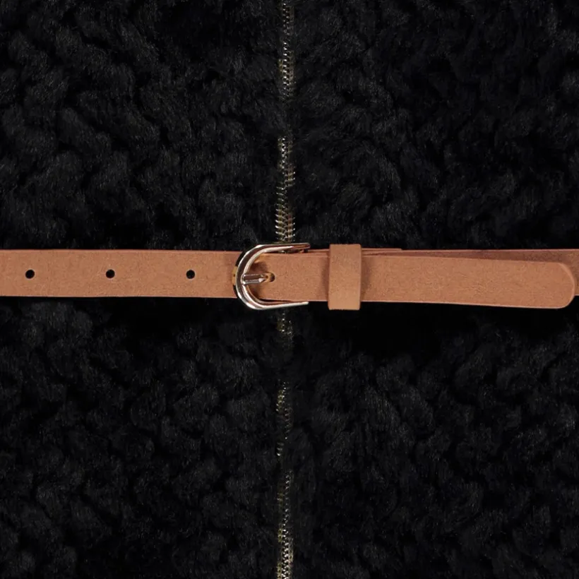Veste sans manches ceinturée en fausse fourrure pour fille