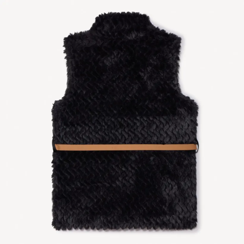 Veste sans manches ceinturée en fausse fourrure pour fille
