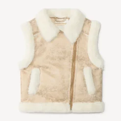 Veste sans manches contrecollé effet fourrure pour fille