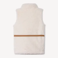 Veste sans manches en fausse foururre avec ceinture pour fille