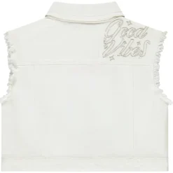 Veste sans manches en jean effet raw cut pour fille