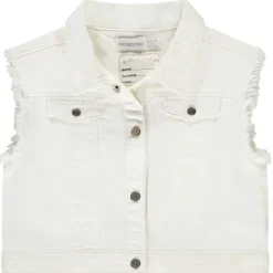 Veste sans manches en jean effet raw cut pour fille