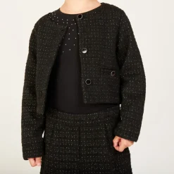 Veste tailleur scintillante en maille fantaisie pour fille