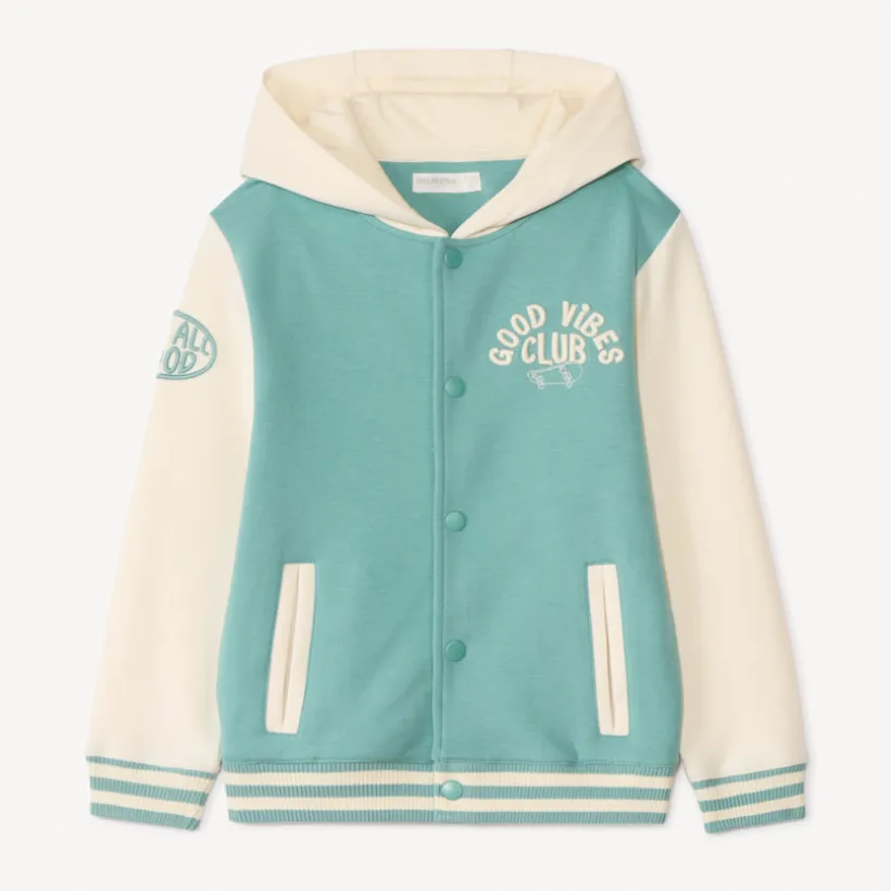 Veste teddy à capuche avec inscription 3D pour garçon