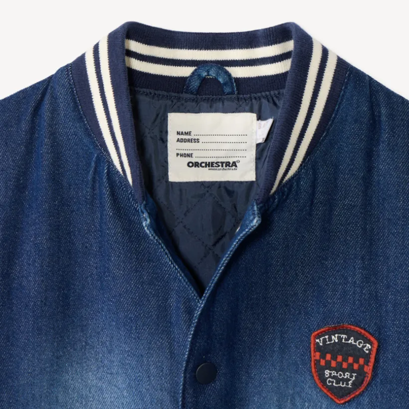 Veste teddy garçon bi-matière jean et molleton