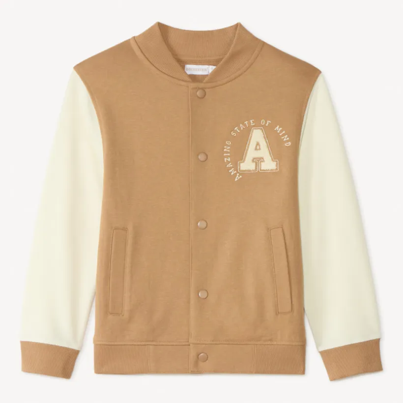 Veste teddy molleton à patch bouclette pour garçon