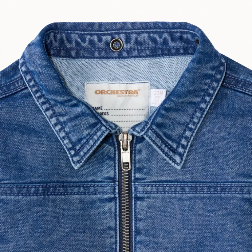 Veste worker en jean avec capuche amovible pour bébé garçon